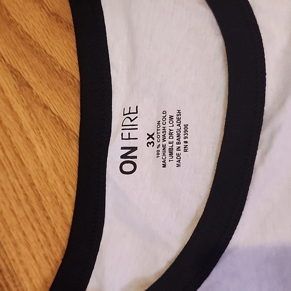 On Fire Anime Angel Plus Size White Ringer T-Shirt - Picture 6 of 10